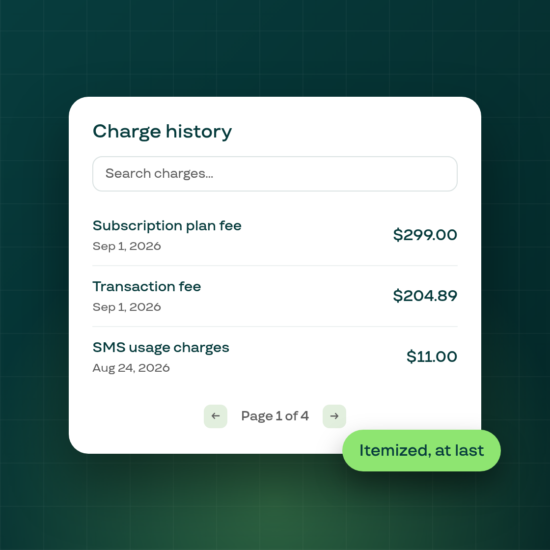 See every individual charge behind your Subi bill