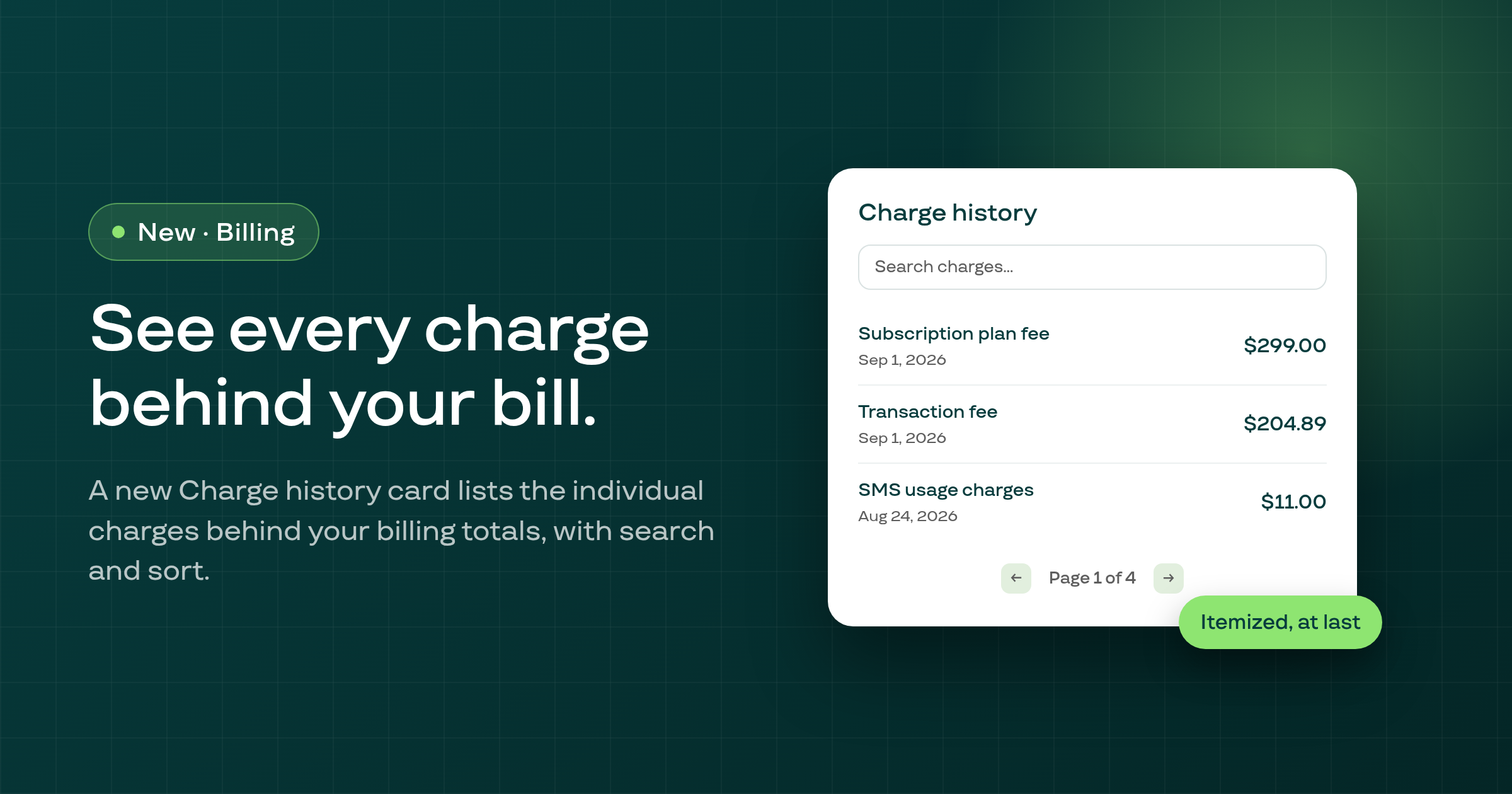 See every individual charge behind your Subi bill