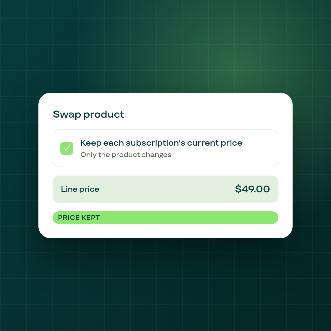 Bulk product swap can now keep each subscription's current price