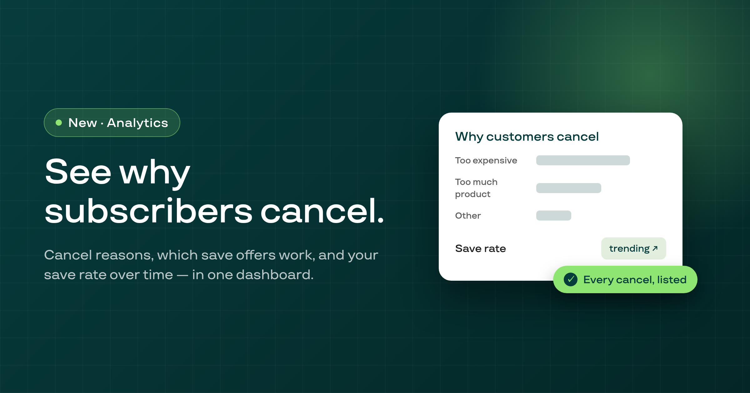 See why subscribers cancel — and what saves them
