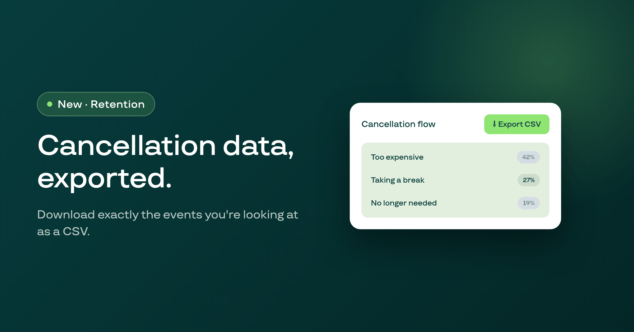 Export your cancellation flow events as a CSV