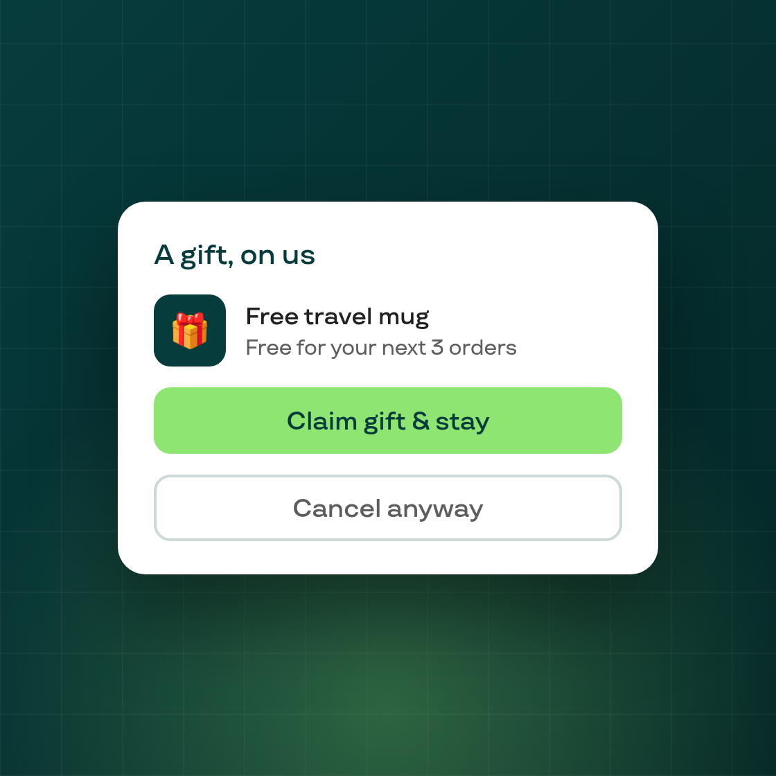 Give subscribers a free gift to stay — new cancellation flow treatment