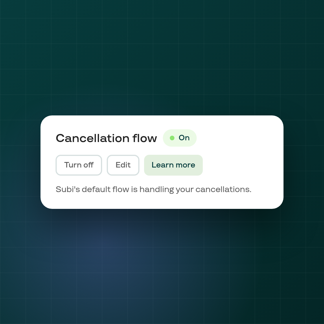 The default cancellation flow's on/off switch now lives in the page header