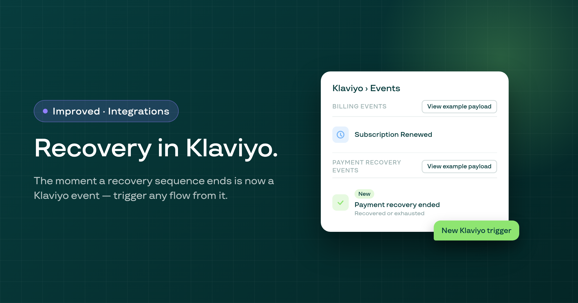 Payment recovery outcome now triggers Klaviyo flows