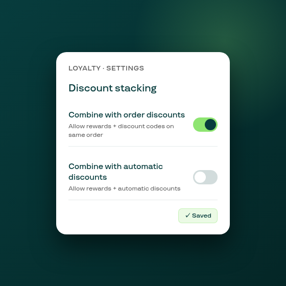 Control whether loyalty rewards stack with other discounts