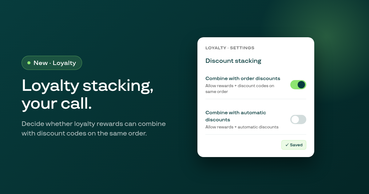 Control whether loyalty rewards stack with other discounts