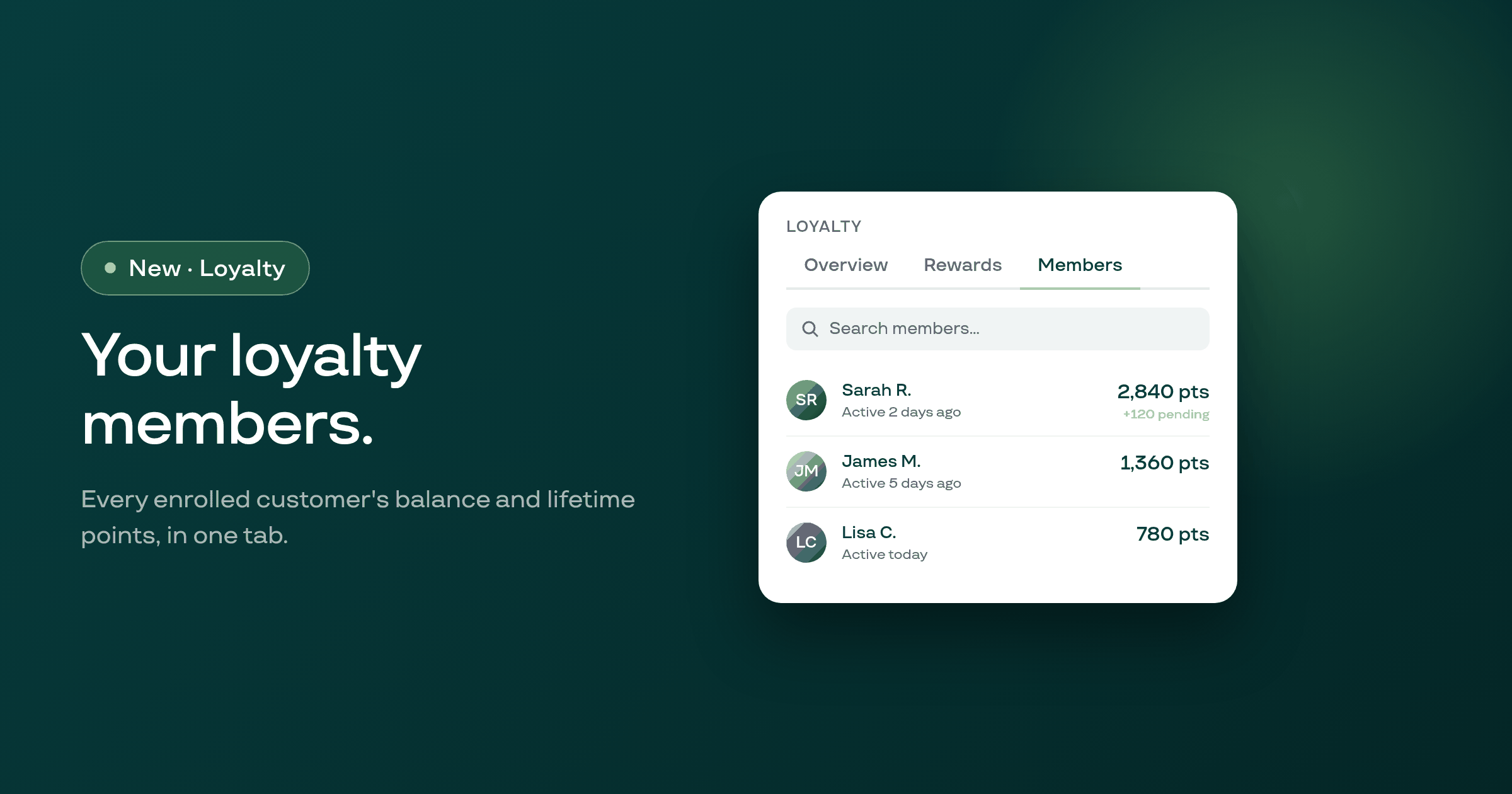 See every loyalty member's points balance in one place