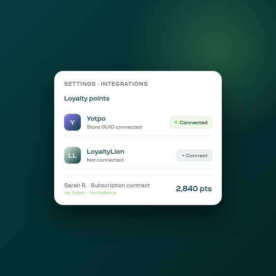 Show your customers' existing loyalty points in Subi subscriptions