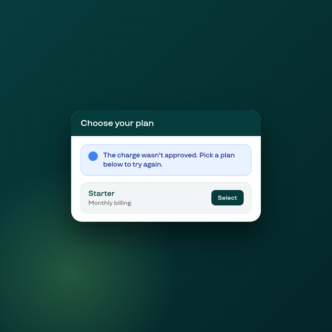 The onboarding wizard now tells you when Shopify's charge wasn't approved