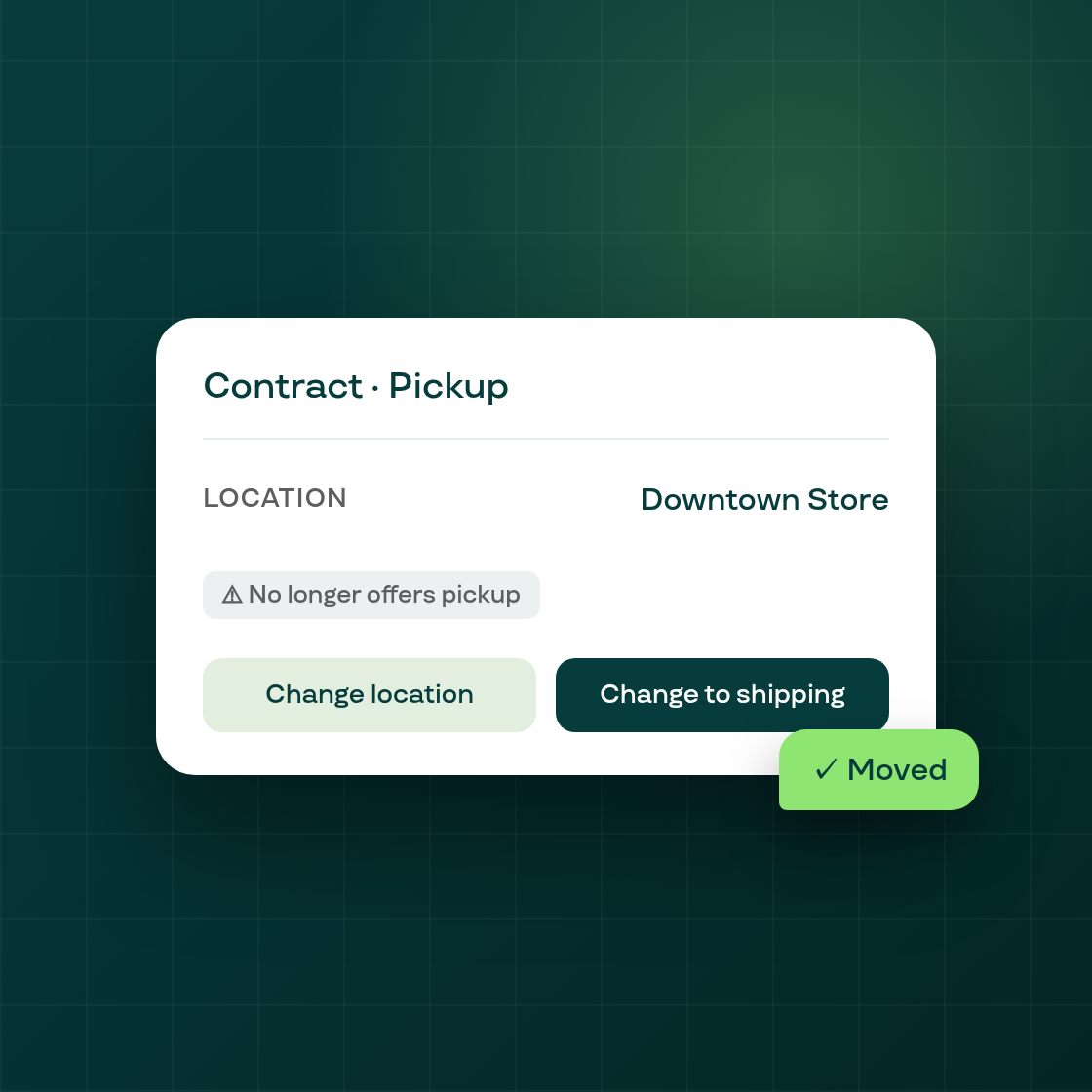 Rescue a pickup subscription whose location stopped offering pickup