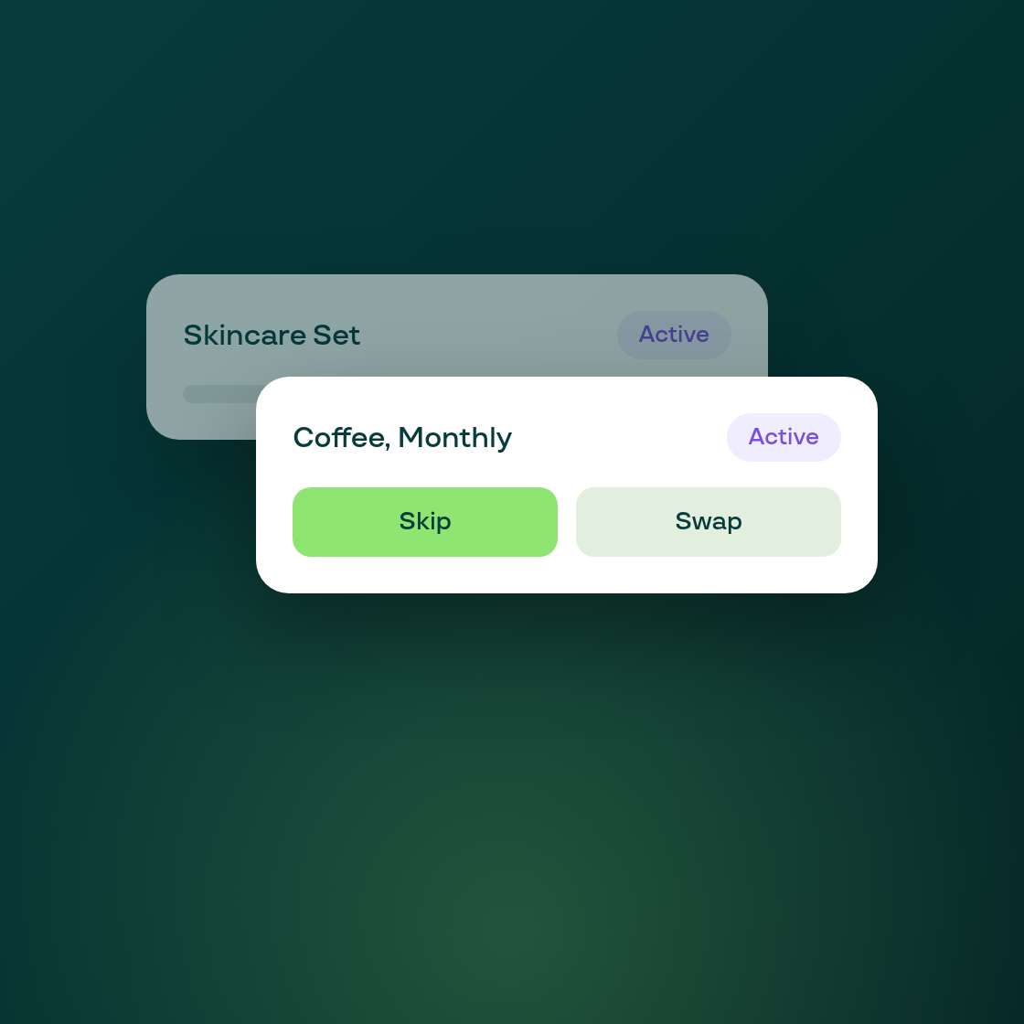 The customer portal redesign continues: cards, states, and every action modal