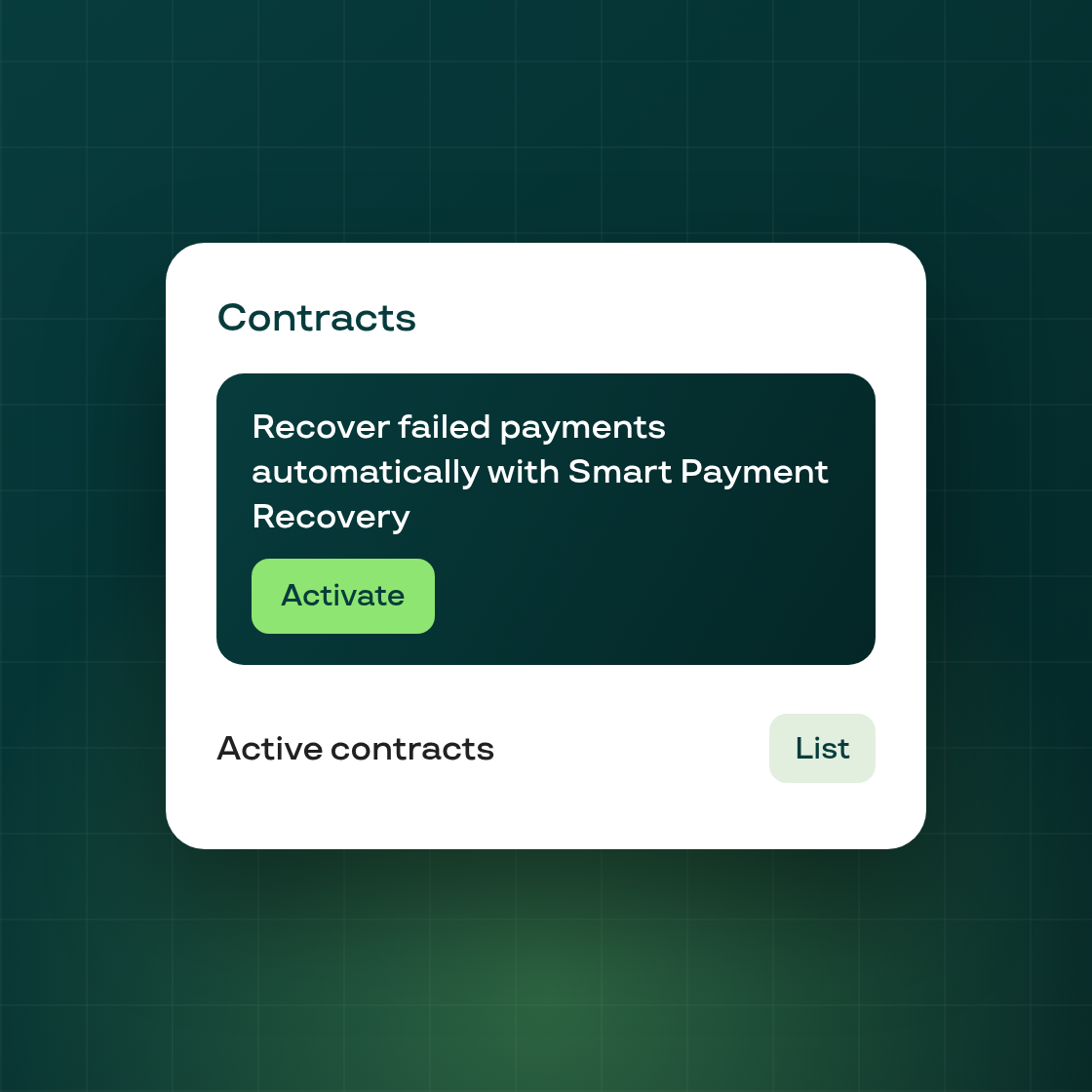 Activate Smart Payment Recovery directly from the Contracts page