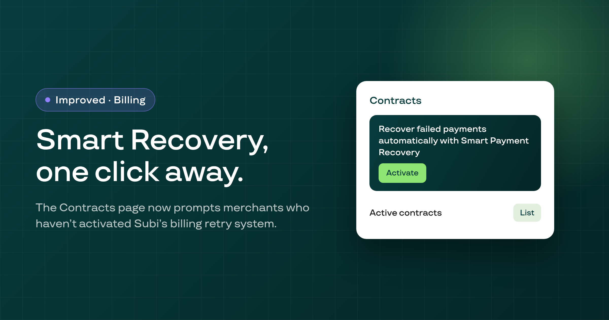 Activate Smart Payment Recovery directly from the Contracts page