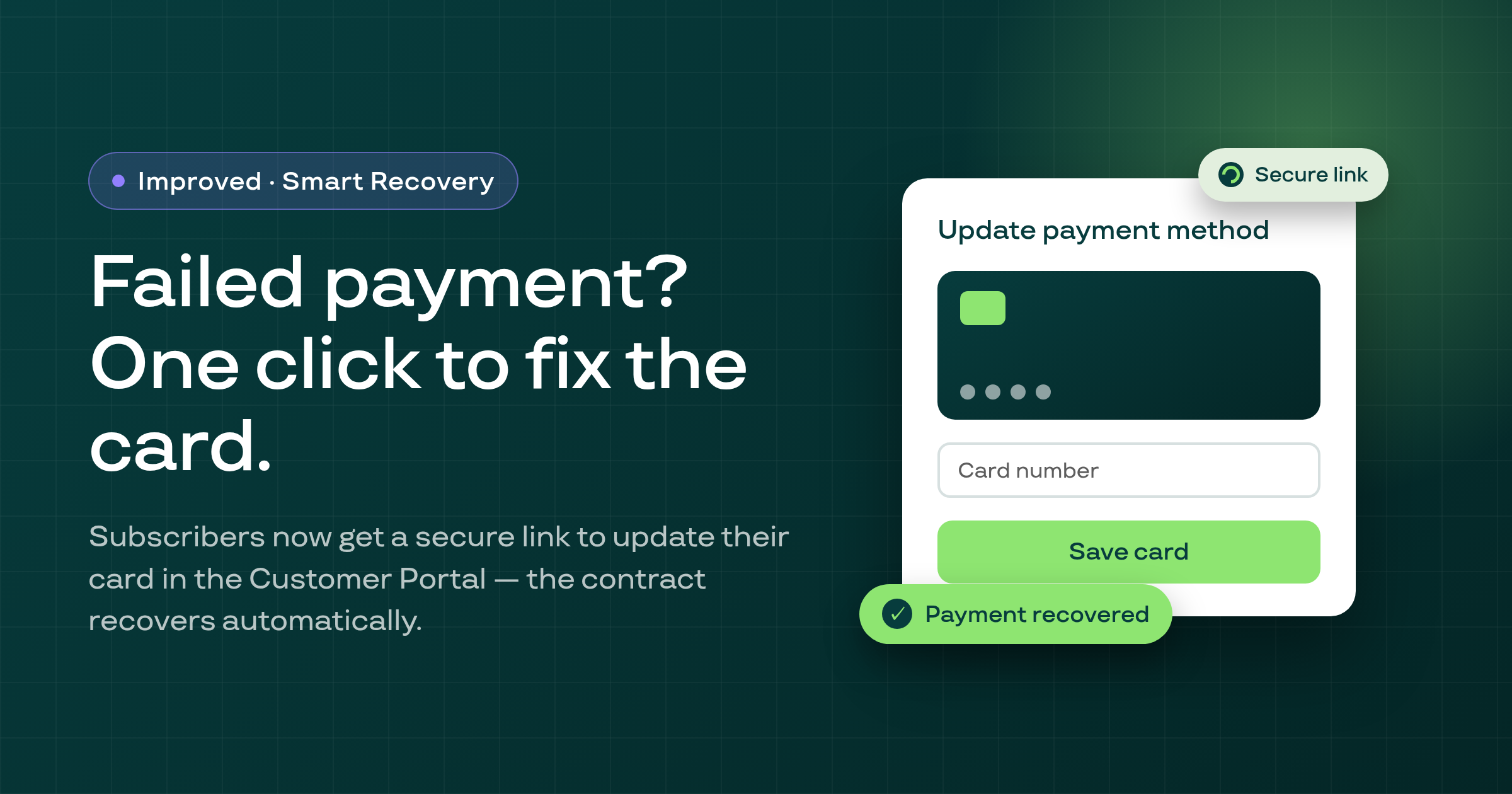 Smart Recovery — card-update link for failed-payment subscribers