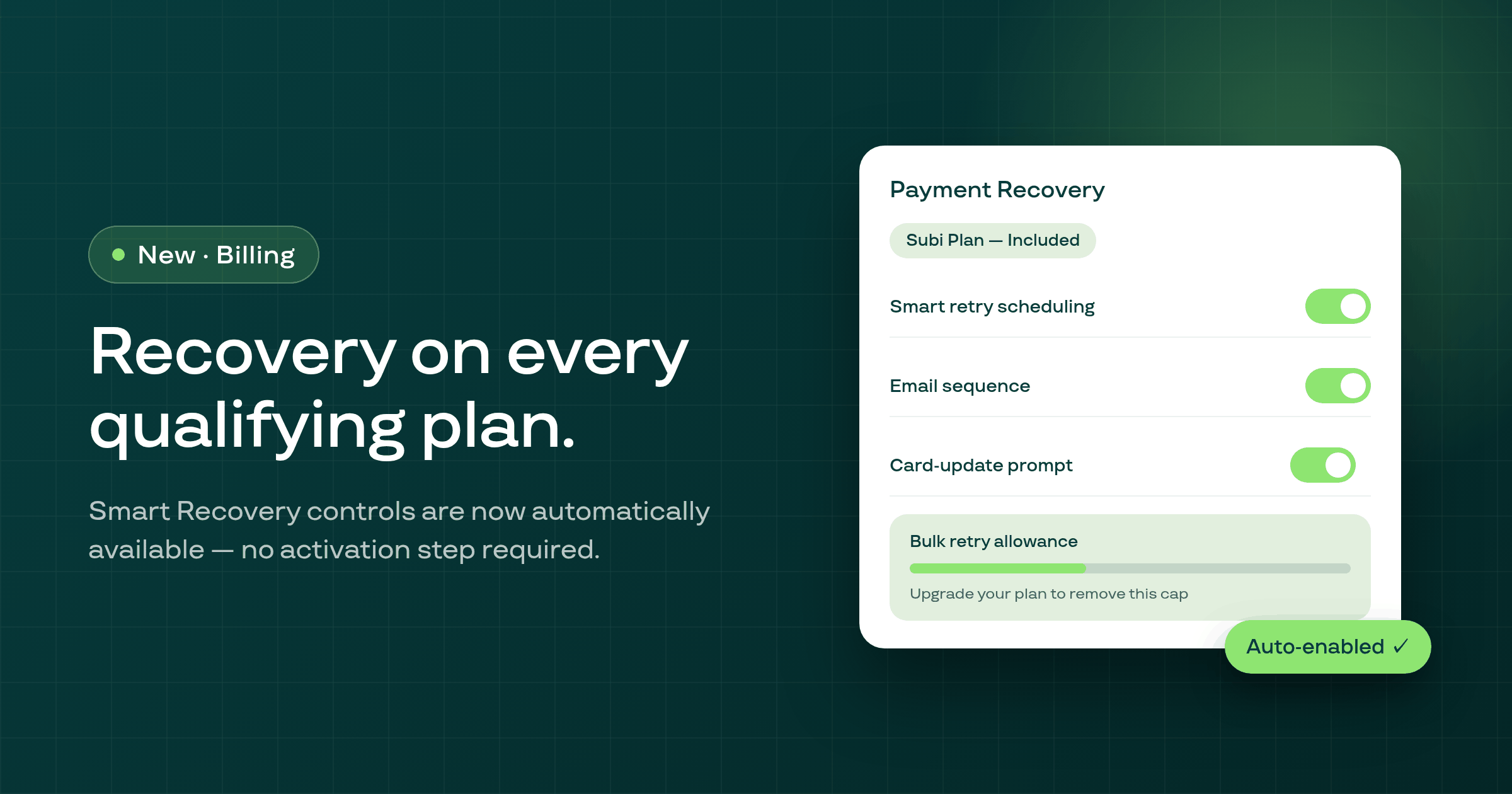Smart Recovery controls now available on qualifying plans