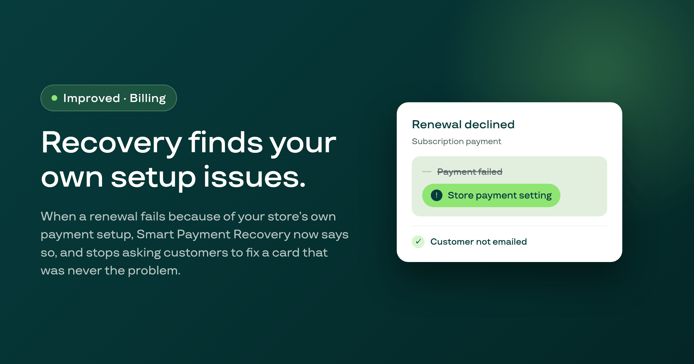 Payment recovery now tells you when a decline is your store's own payment setup, not the customer's card