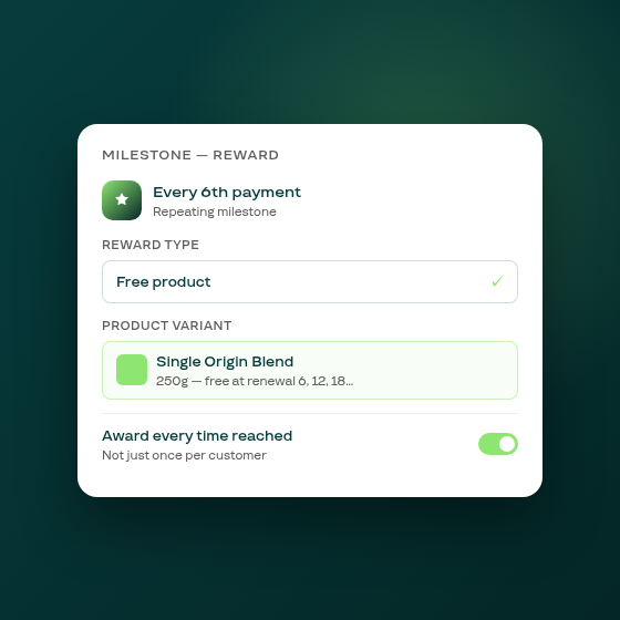 New: free-product milestone reward in Streaks