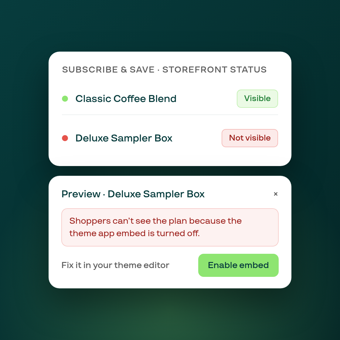 See whether your Subscribe & Save widget is actually showing on your product page