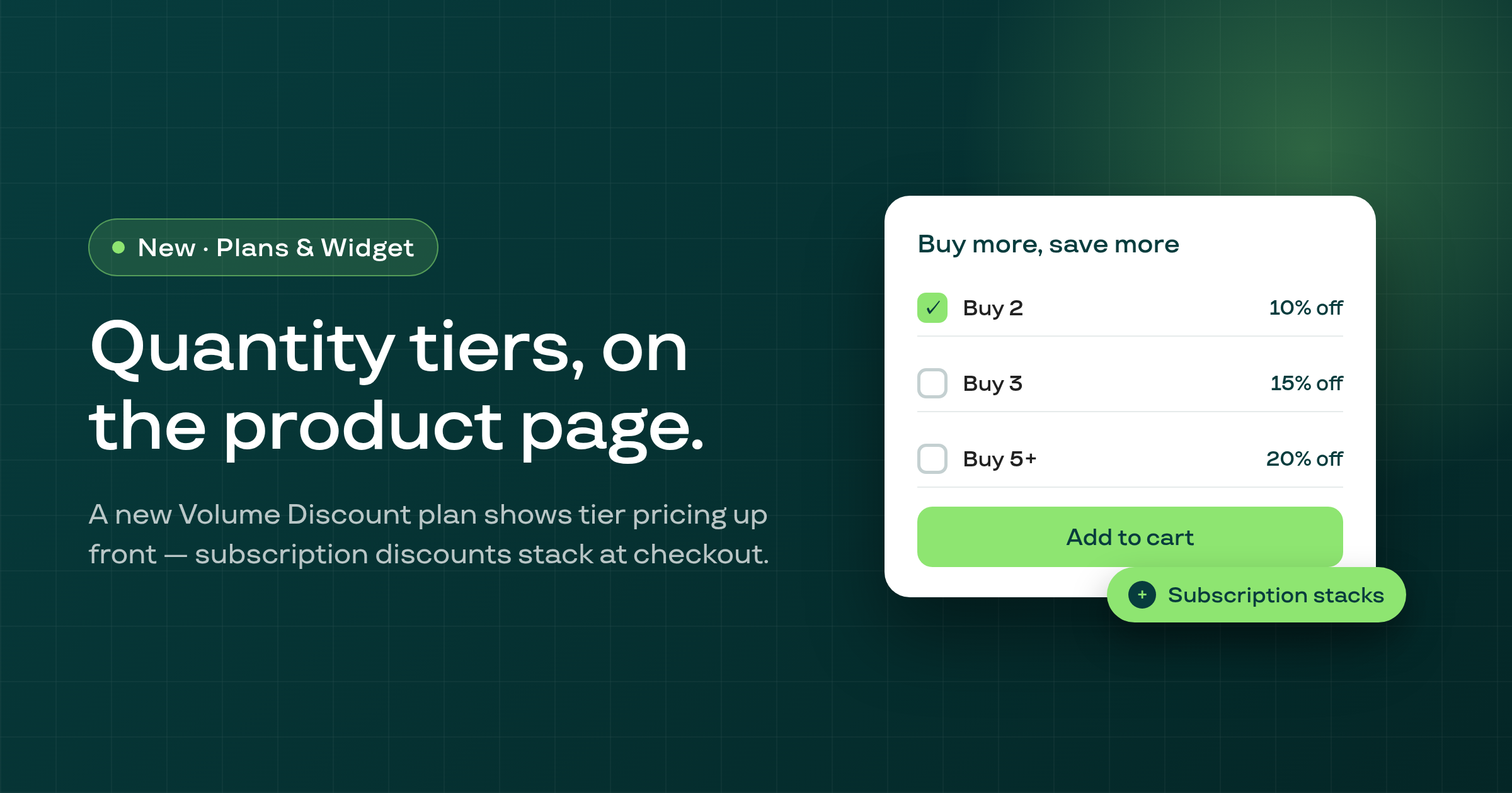 Volume Discount — quantity-tier discounts on the product page