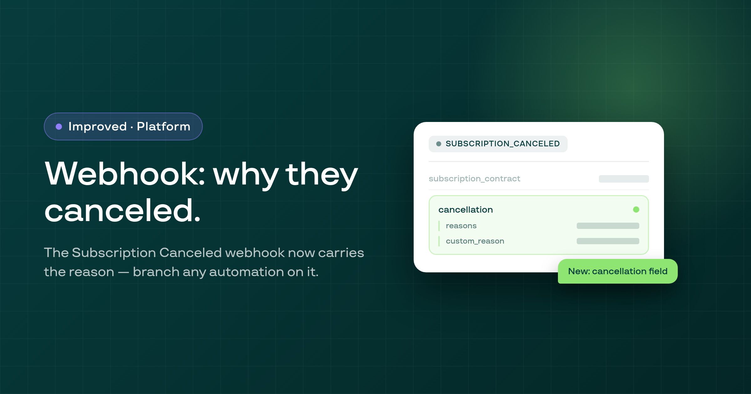 Subscription Canceled webhook now includes the cancellation reason