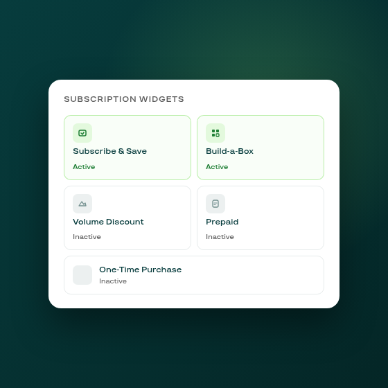 Subscription widgets page rebuilt with five widget types