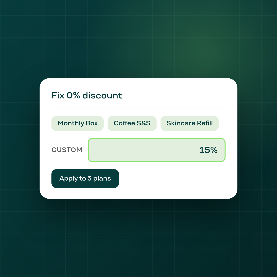 Zero-percent discount fix now takes any percent, and shows which plans it reaches