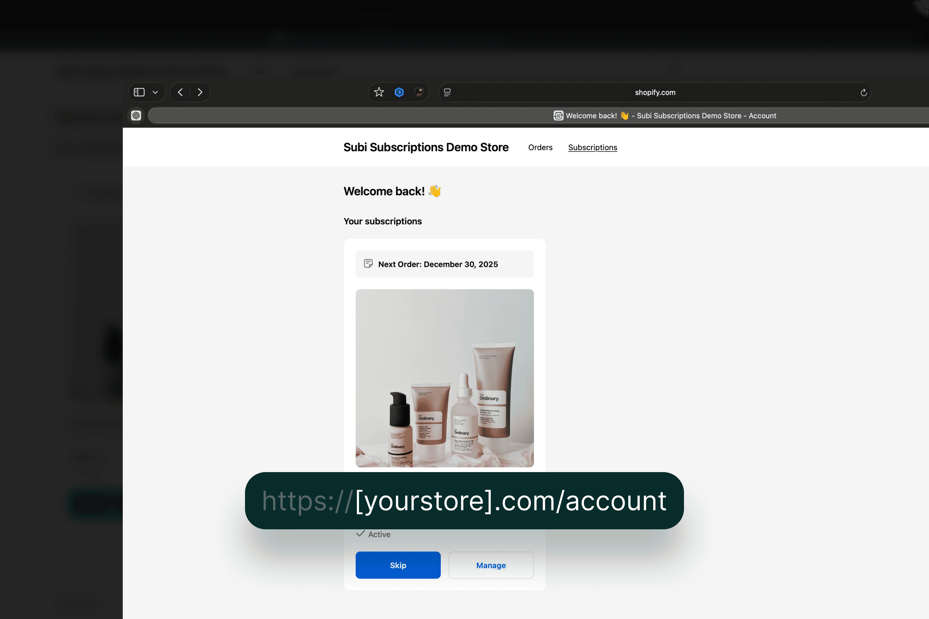 Shopify Customer Account Extension