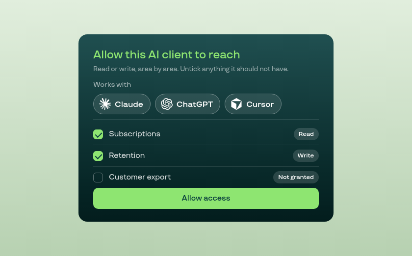 Connect your own AI agent over MCP